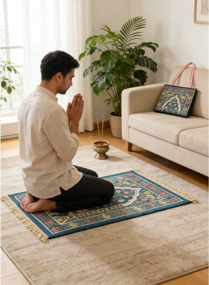 Prayer Mat for Ramadan, Portable Islamic Prayer Rug with Elegant Carry Bag, Soft Foldable Carpet, Great Gift for Muslim Family & Friends - Image 3